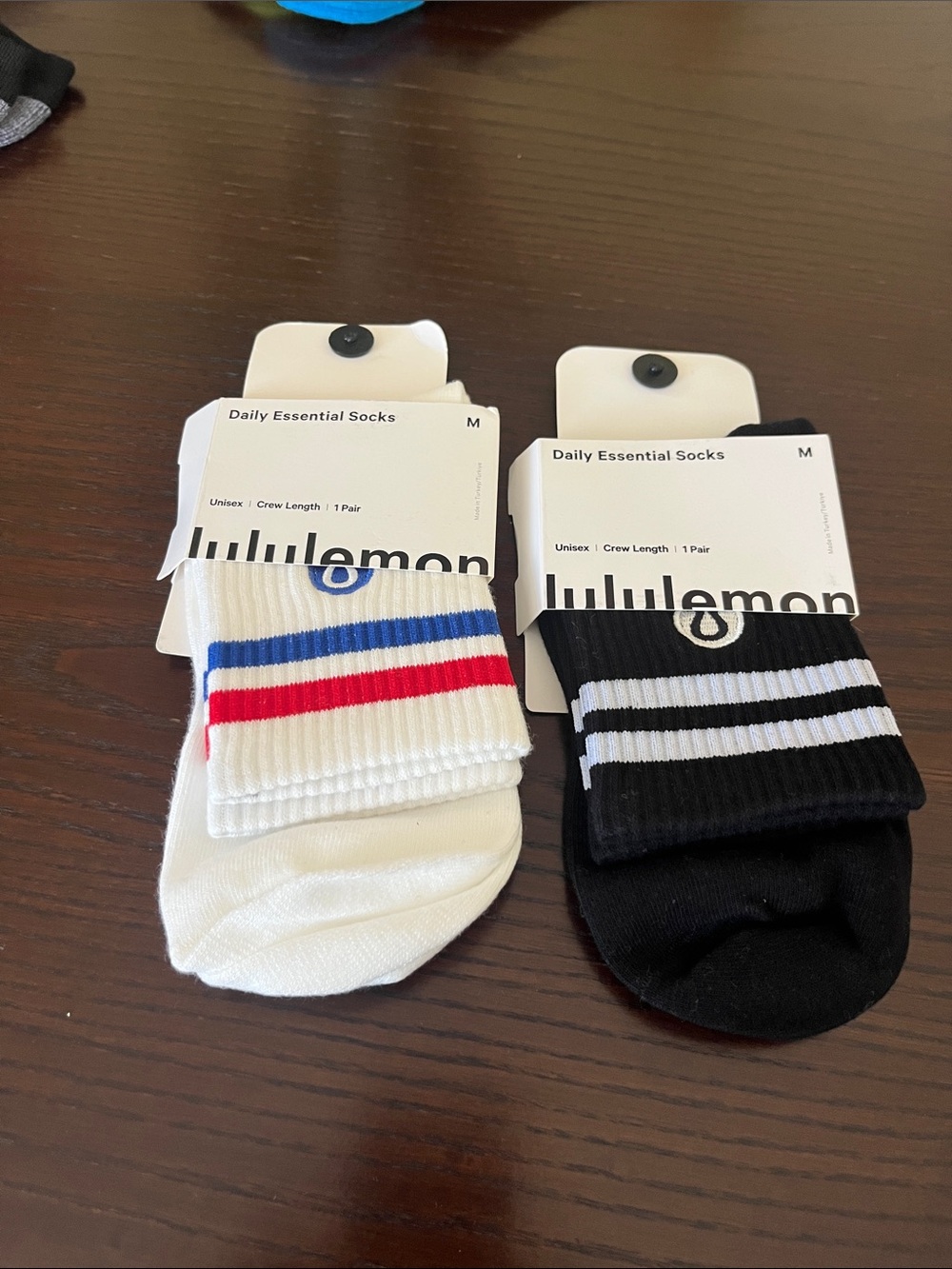 lululemon athletica Daily Essential Crew Socks - Black & White with Stripes